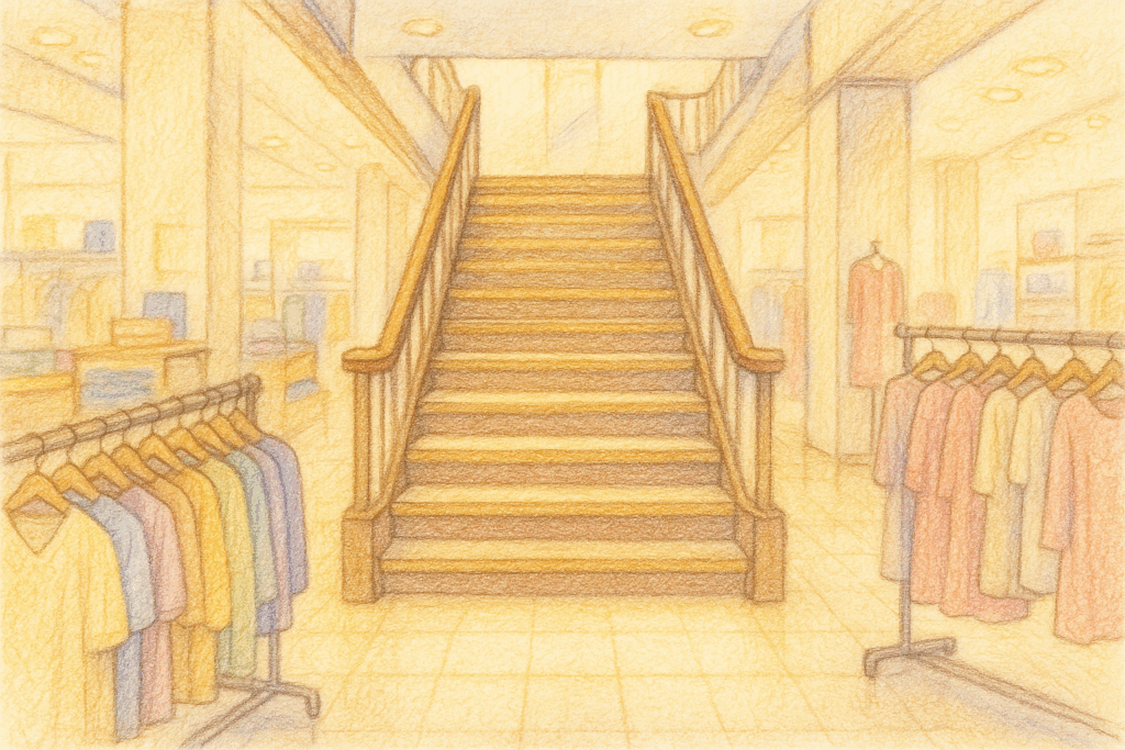 デパートの2階へ上がる階段