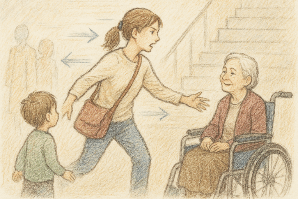 祖母と息子の間を行ったり来たり