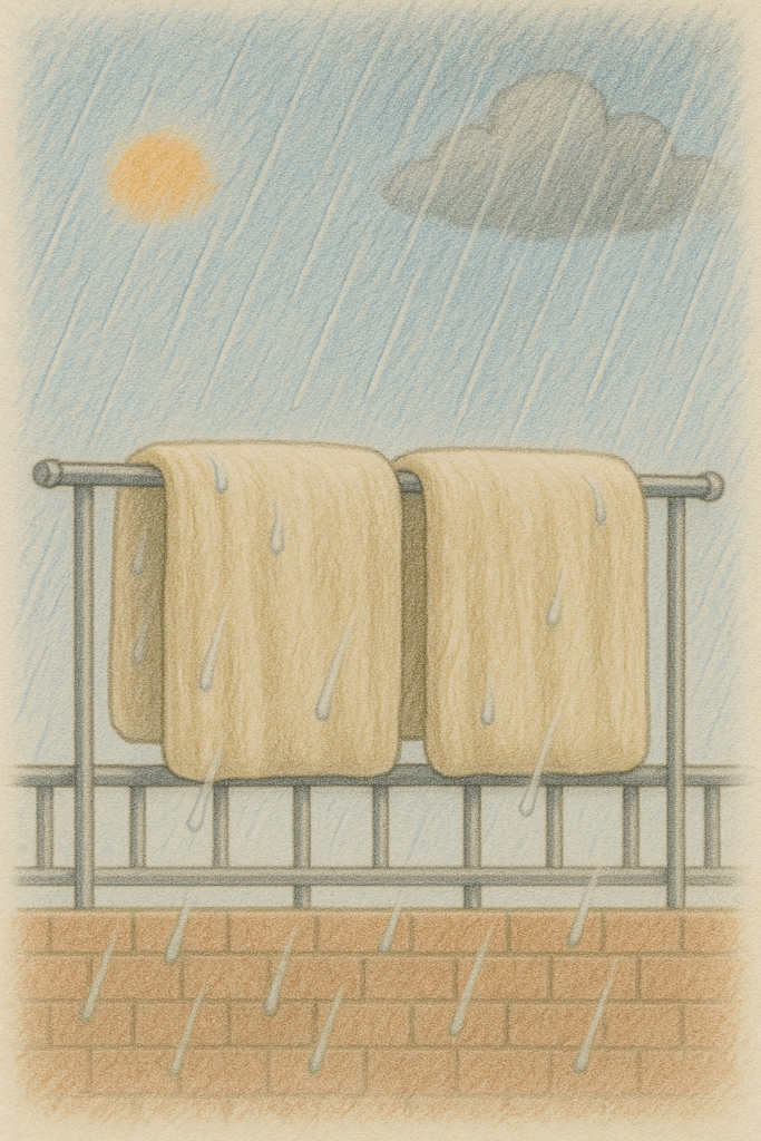 ベランダに干した布団が濡れてしまう夢占い